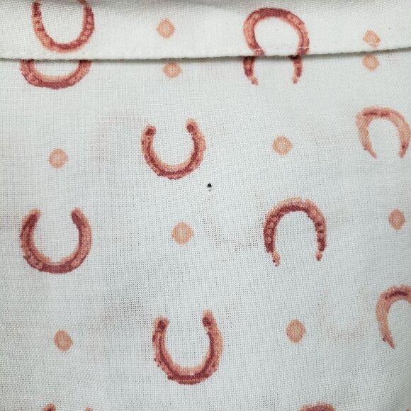 Style & Co Horseshoe Print Cotton Button Up Top White Size XL Equestrian Western - Picture 12 of 12
